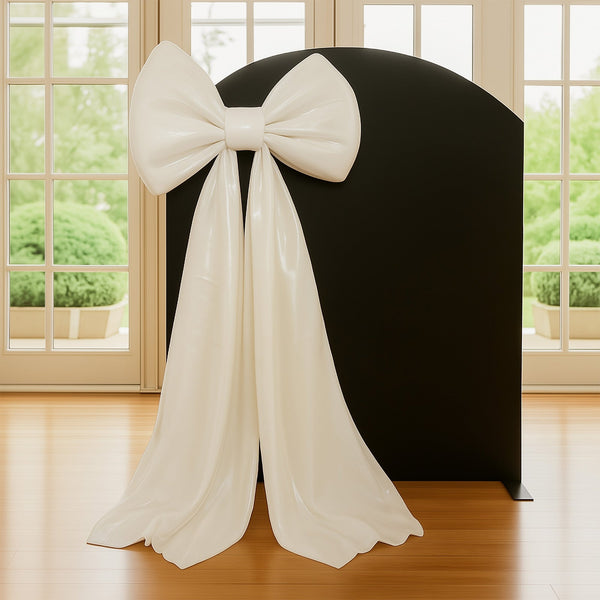 7ft Giant White Bow Tie Décor for Backdrops – Wedding & Event Photo Booth Decoration